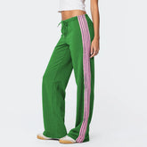 Drawstring Side Stripes Wide Leg Pants with Pockets